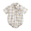 Plaid Cotton Baby Boys Short Sleeve Summer Bodysuit childrensterritory