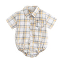 Plaid Cotton Baby Boys Short Sleeve Summer Bodysuit childrensterritory