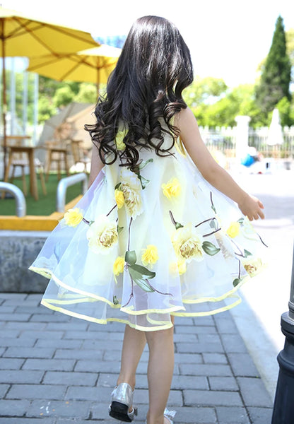 Floral Design Bohemian Style Kids Girls Summer Beach Dresses childrensterritory