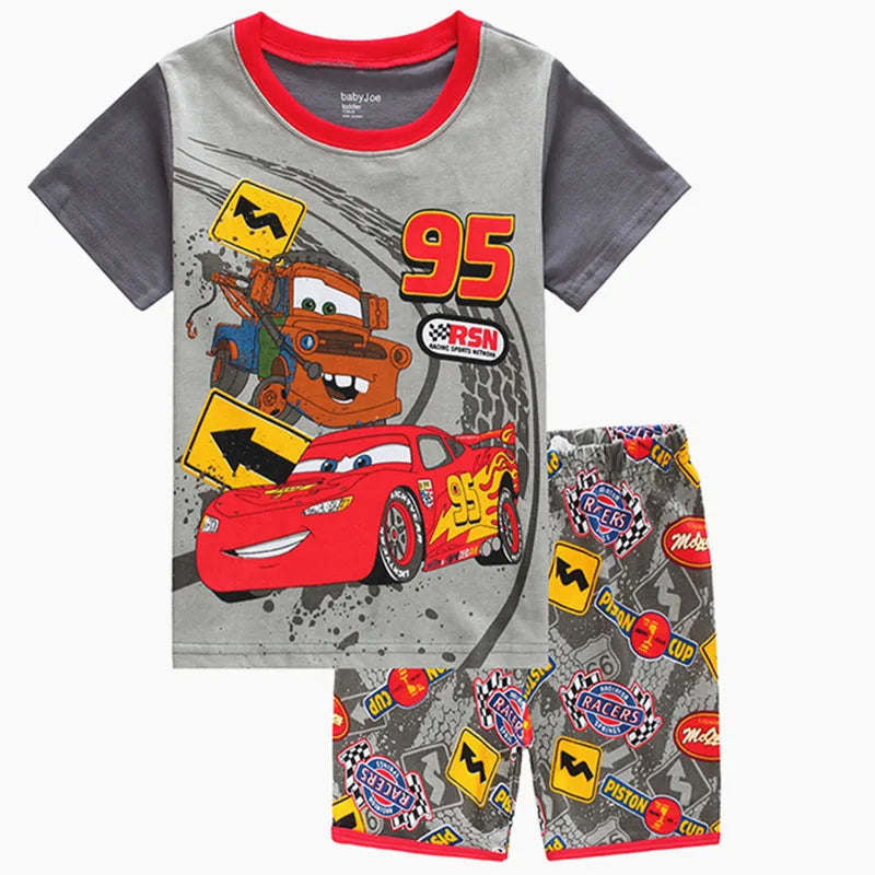 Kids Boys Girls Short Sleeved Racing Car Print Sleepwear childrensterritory