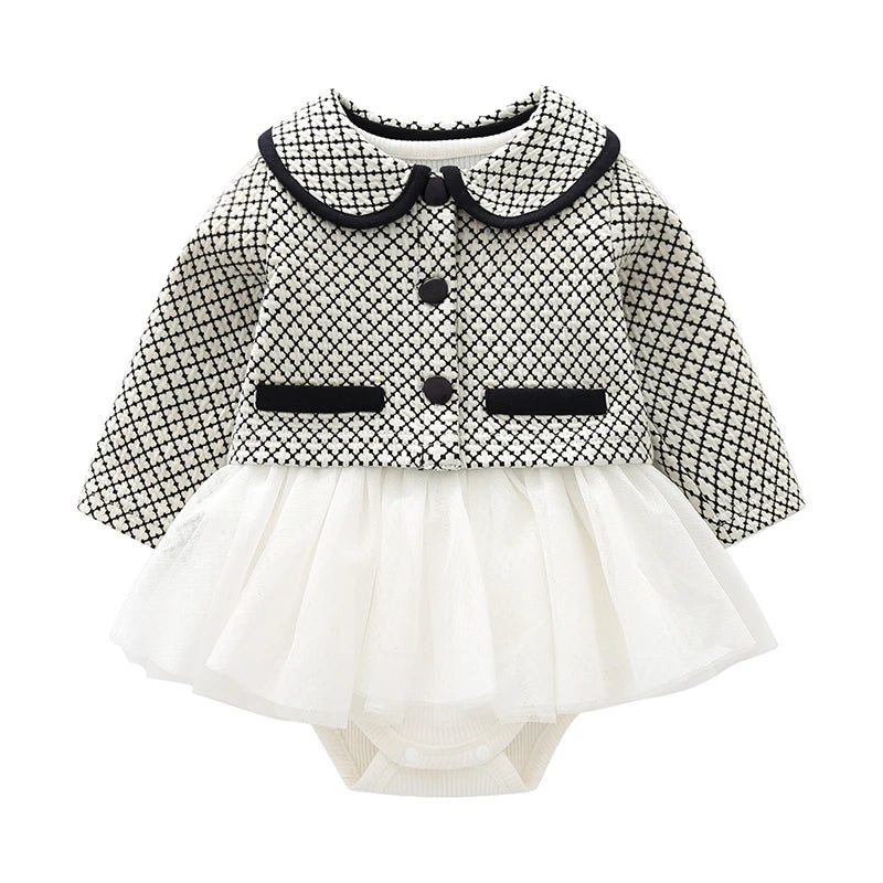 Baby Girls' Collar Design Elegant Winter Outfits