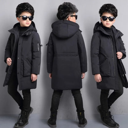 -30 Degree Waterproof Warm Down Hooded Coat for Teen Boys childrensterritory