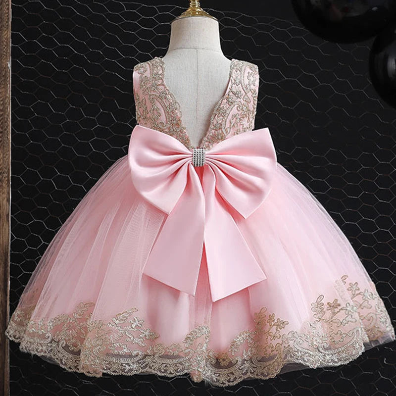 Kids Girls Big Bow and Lace Design Tutu Princess Dresses childrensterritory