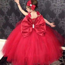 Little Girls Red Tulle Princess Birthday Party Dress with Big Bow childrensterritory