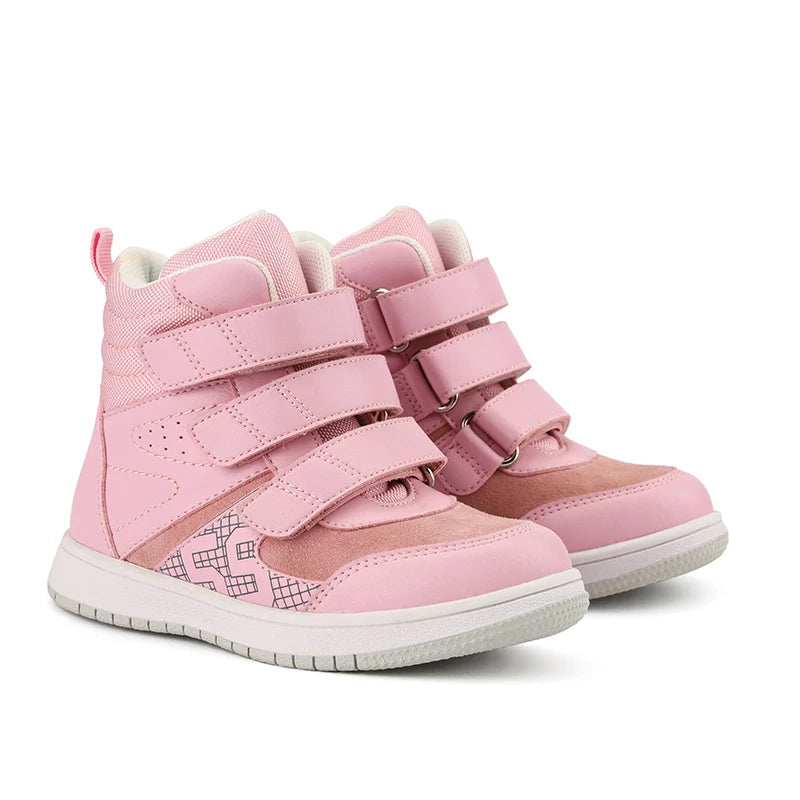 Kids Leather Ankle Boots for Girls/Boys with Arch Support