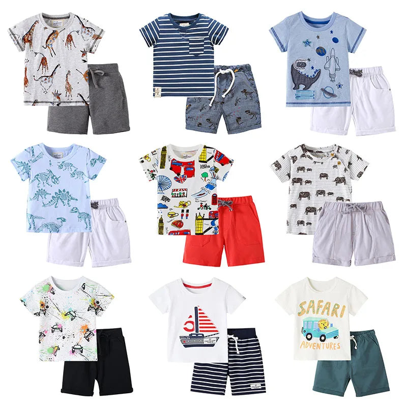 Kids Boys Short Sleeve Cartoon Print Clothing Sets childrensterritory