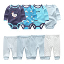 Newborn Baby Cartoon Print 6/8Pieces Soft Bodysuits+Pants Sets childrensterritory