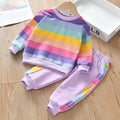 Little Girls Rainbow Striped Design Causal Sport Clothing Sets childrensterritory