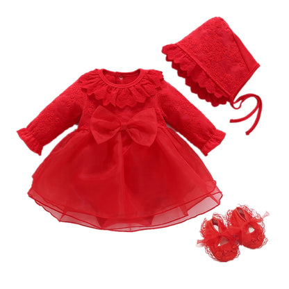 Newborn Girl Christening Dresses Set (Shoes, Tights &amp; Long Socks) childrensterritory