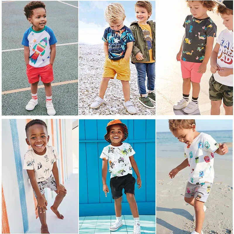Kids Boys Short Sleeve Cartoon Print Clothing Sets childrensterritory