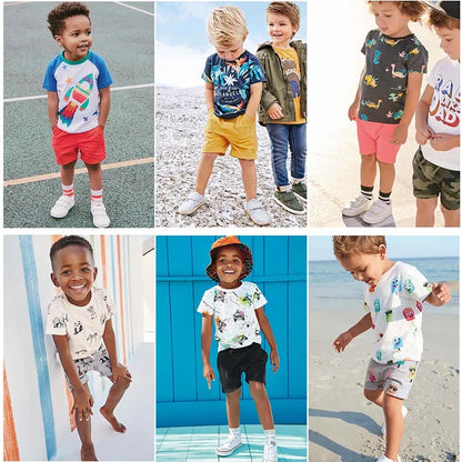 Kids Boys Short Sleeve Cartoon Print Clothing Sets childrensterritory