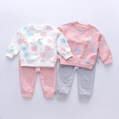 Toddler Girl Cartoon Top and Pants, 2 Piece Tracksuit Set