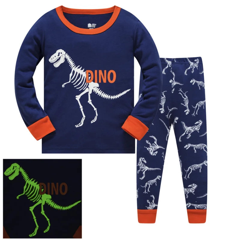 Kids Boys Cartoon Print Long Sleeve Cotton Sleepwear childrensterritory