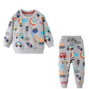 Cartoon Print Sweatshirts and Pants Tracksuit Set childrensterritory
