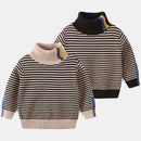 Kids Boys Warm High Neck Knitted Striped Sweater childrensterritory