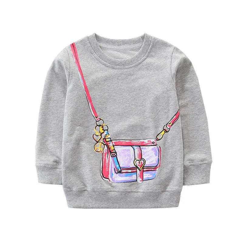 Little Girls Cartoon Print Casual Thin Cotton Sweatshirts childrensterritory