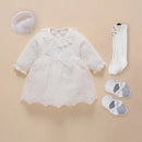 Newborn Girl Christening Dresses Set (Shoes, Tights & Long Socks) childrensterritory