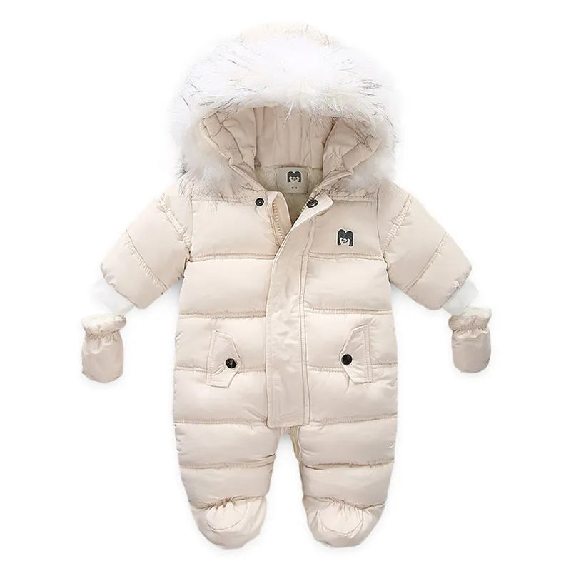 Baby Thick Warm Hooded Fleece Rompers Snowsuit childrensterritory
