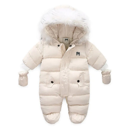 Baby Thick Warm Hooded Fleece Rompers Snowsuit childrensterritory
