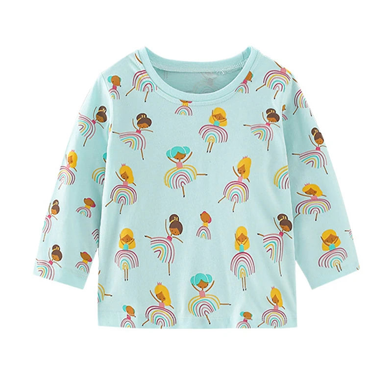 Kids Girls Lovely Flower and Fox Print Soft T-shirt childrensterritory