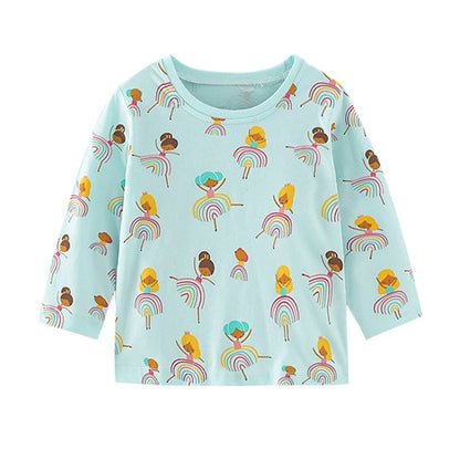 Kids Girls Lovely Flower and Fox Print Soft T-shirt childrensterritory