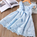 Kids Girls' Round Neck Embroidered Hollow Dress for Summer childrensterritory