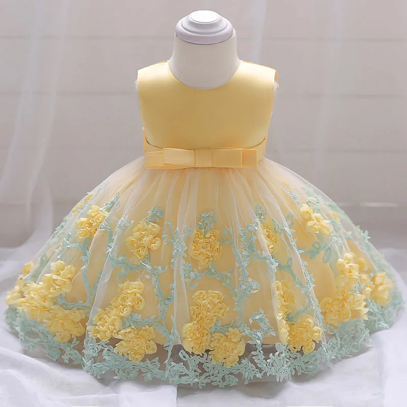 Sleeveless Flower Print Party Dresses For Girls