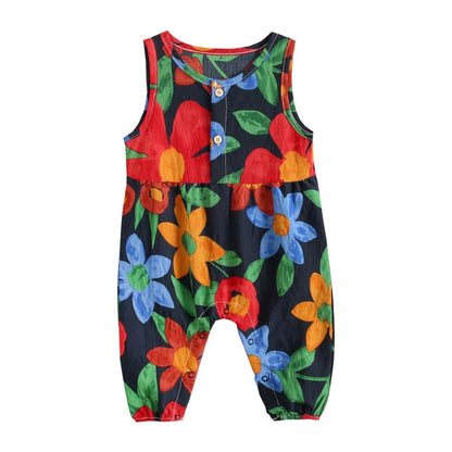 Floral Sleeveless Cotton Bodysuits for Baby Girl childrensterritory