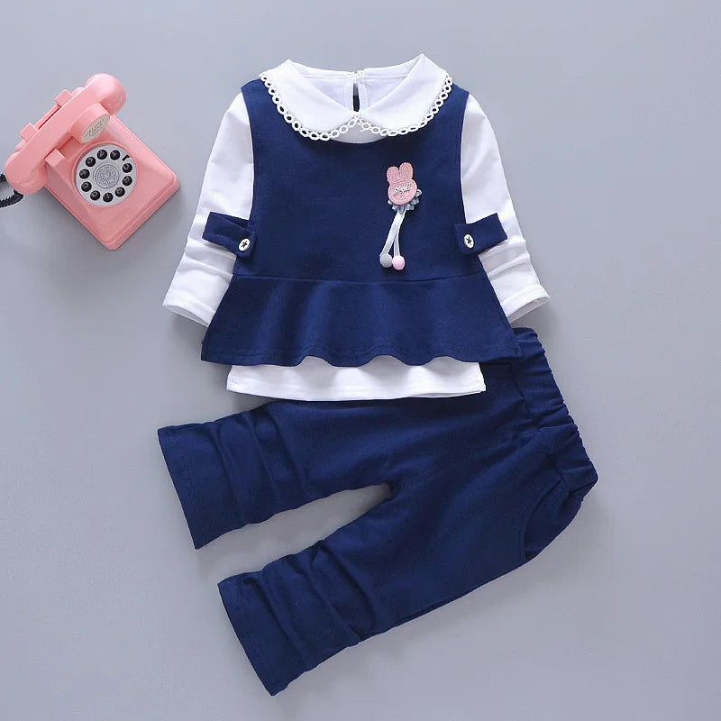 Baby Girl Long Sleeves T-shirt Vest Top And Pant Casual Suit childrensterritory