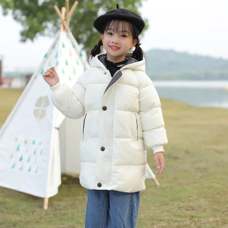 Kids Solid Color Pattern Hooded Down Cotton Jackets/Parkas childrensterritory
