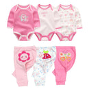 Newborn Baby Cartoon Print 6/8Pieces Soft Bodysuits+Pants Sets childrensterritory
