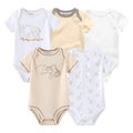 Cartoon Print Baby Girls Short Sleeve Cotton Romper Set