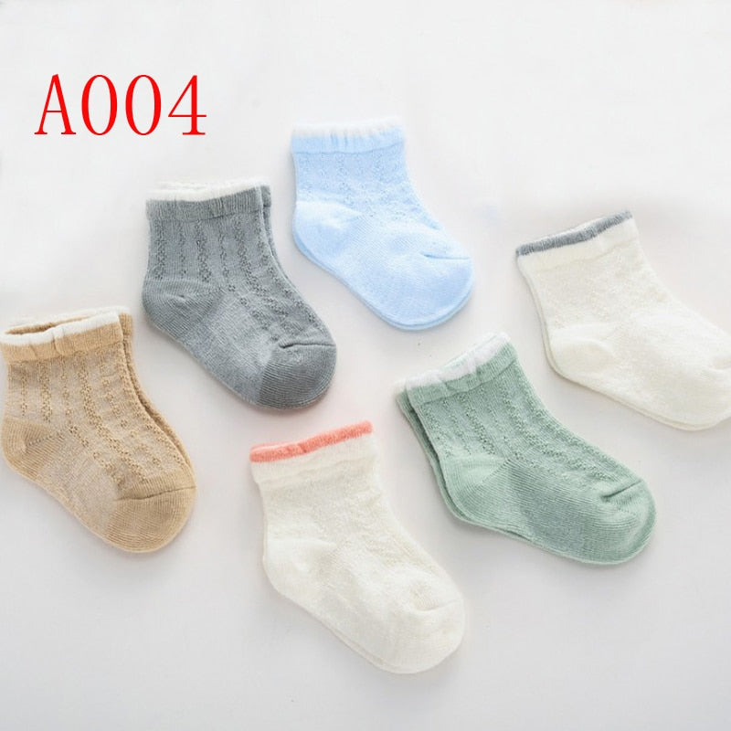 Baby Solid Color 6Pair/lot Thin Cotton socks childrensterritory