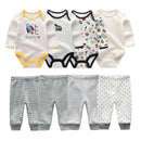 Newborn Baby Cartoon Print 6/8Pieces Soft Bodysuits+Pants Sets childrensterritory