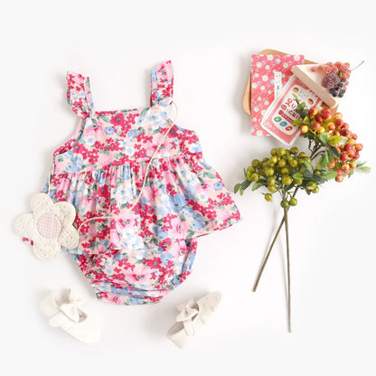 Baby Girls Floral Sleeveless Tops + Shorts Clothing Set childrensterritory