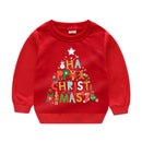 Christmas Letters and Santa Cartoon Prints Kids Sweatshirts childrensterritory