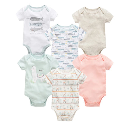 6 pcs/lot Baby Girls Cartoon Print Bodysuits for Summer childrensterritory