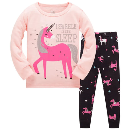 Kids Girls Cartoon Unicorn/Mermaid Print Sleepwear Set childrensterritory