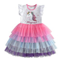 Kids Girls Unicorn Embroidery Birthday Tutu Dresses childrensterritory
