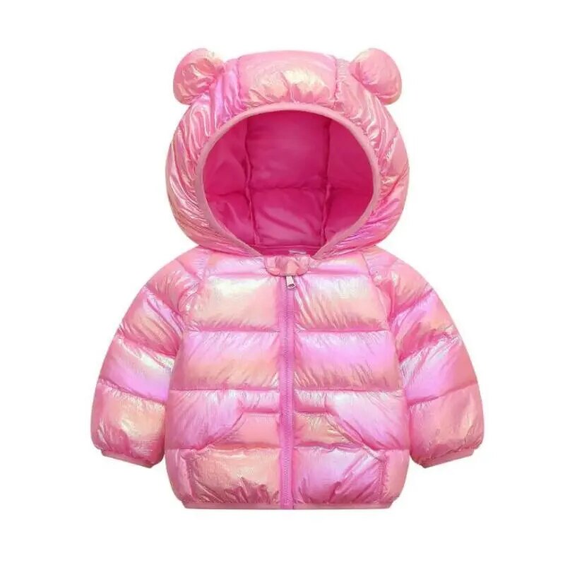 Little Girls Warm Hooded Glossy Design Jackets childrensterritory