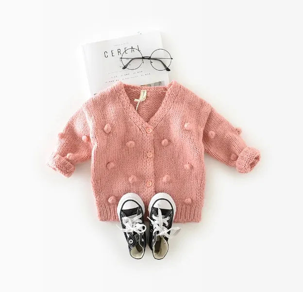 Toddler Girls Warm Knitted 3D Ball Sweater