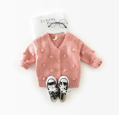 Toddler Girls Warm Knitted 3D Ball Sweater