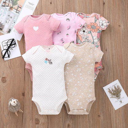 5PCS/Lot Baby Boys Girls Short Sleeve Printed Bodysuits childrensterritory