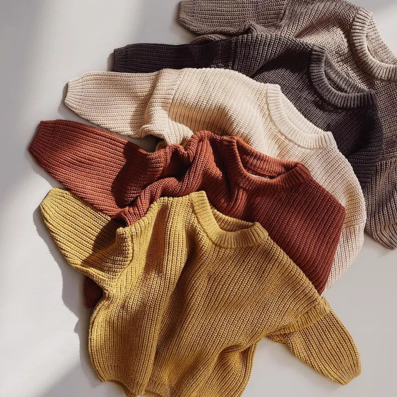 Baby Boys Girls Solid Color Long Sleeve Knit Sweaters childrensterritory