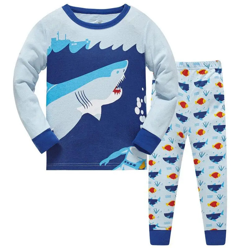 Kids Boys Cartoon Print Long Sleeve Cotton Sleepwear childrensterritory