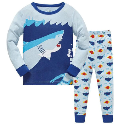 Kids Boys Cartoon Print Long Sleeve Cotton Sleepwear childrensterritory