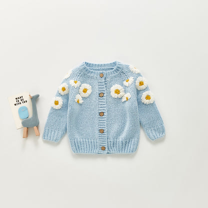 Baby O-Neck Floral Printed Knitting Sweaters, 2Colors childrensterritory