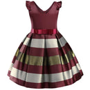 Girls' Sleeveless Flower Striped Design Party Dress childrensterritory