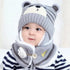 Cartoon Bear Striped Knit Woolen Scarf Cap for Baby childrensterritory