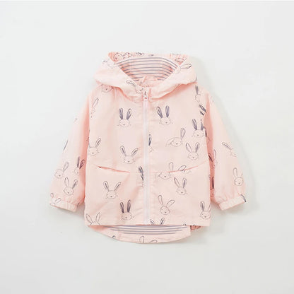 Cartoon Rabbit Printed Girls Hooded Coat childrensterritory